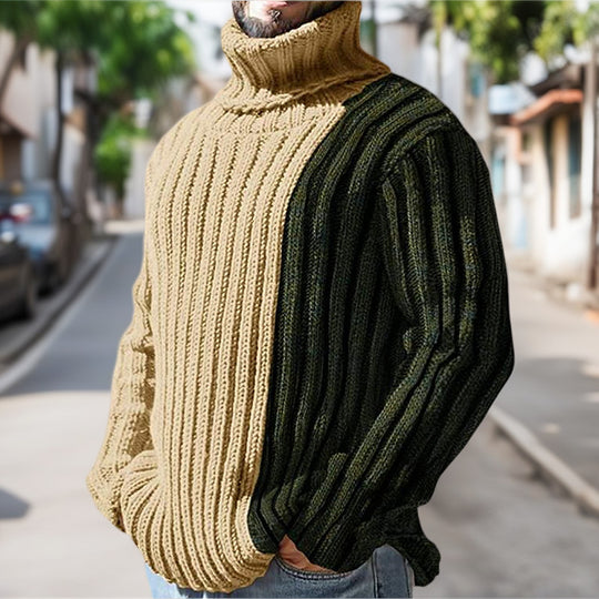 Herren Rollkragenpullover mit strukturiertem Rippdesign EB