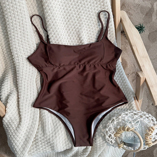 Damen Eleganter Einteiler Badeanzug mit verstellbaren Trägern EB