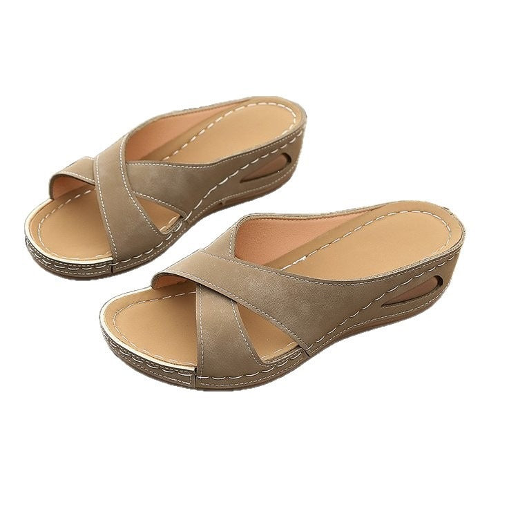 Damen Sommer-Sandalen mit elegantem Kreuzband und komfortablem Fußbett EB