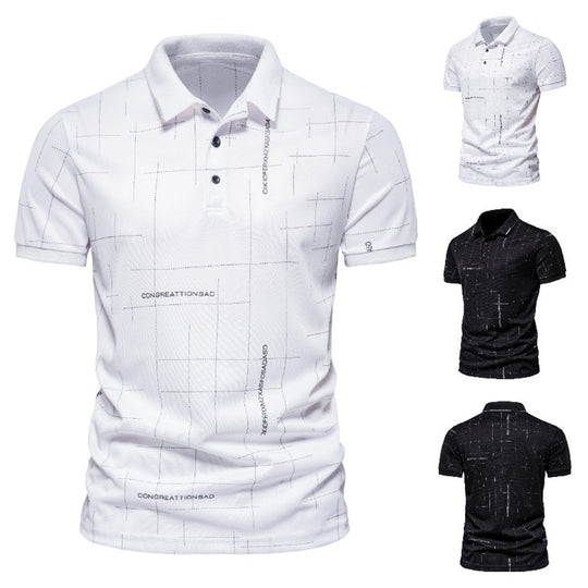 Herren Poloshirt mit modernem grafischen Druck und atmungsaktiven Eigenschaften EB