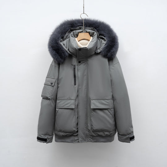 Damen Winterjacke mit großem Kunstfellkragen und funktionalen Taschen EB