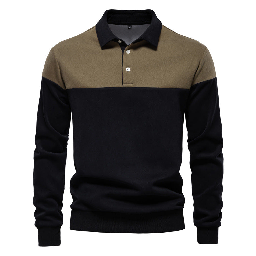 Herren Langarm Poloshirt mit modernen Farbapplikationen und hochwertigem Stoff EB