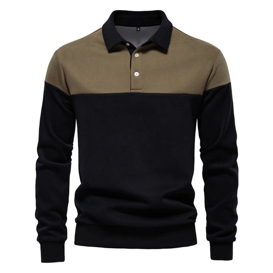 Herren Langarm Poloshirt mit modernen Farbapplikationen und hochwertigem Stoff EB