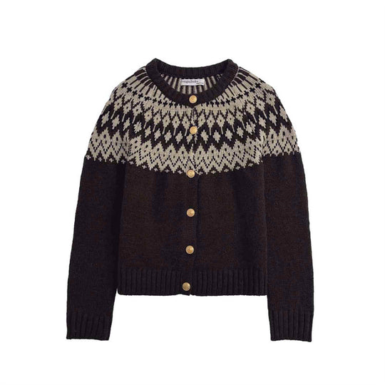 Damen Strickjacke mit traditionellem Norwegermuster EB