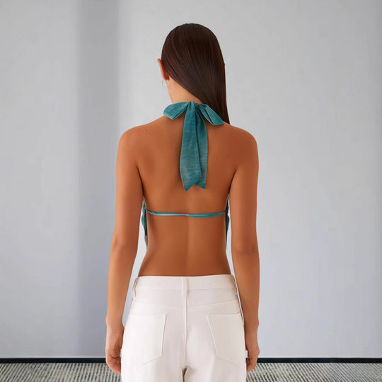 Damen Halstopp im angesagten Wickel-Design mit hochwertigem Details EB