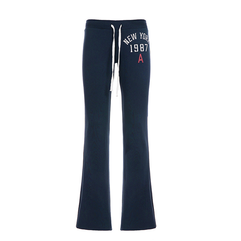 Damen nan weiche Flared-Jogginghose mit Kordelzug, Eingrifftaschen und auffälligem Love-Print EB