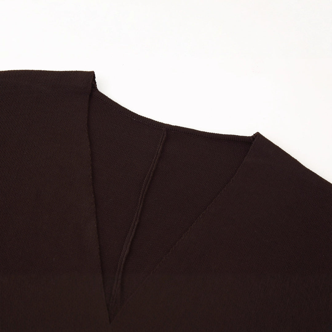 Damen Strick-Overlay-Oberteil mit V-Ausschnitt und eleganter Knopfdetailierung EB