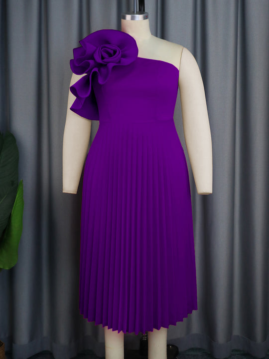 Damen elegantes Cocktailkleid mit voluminöser Blütenapplikation EB