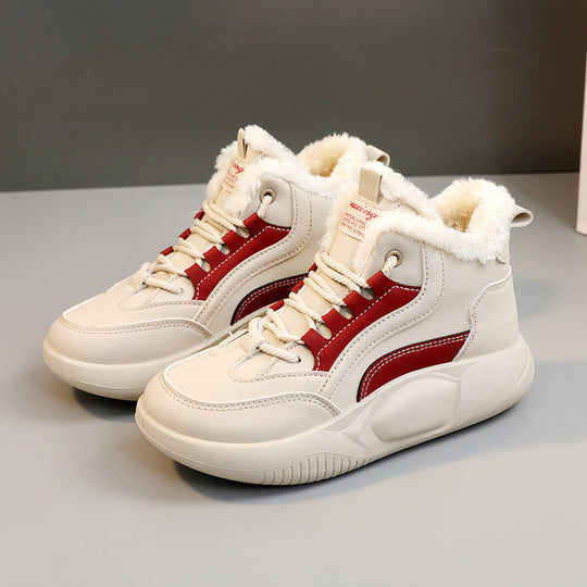 Damen warme High-Top Sneaker mit flauschigem Innenfutter und rutschfester Sohle EB