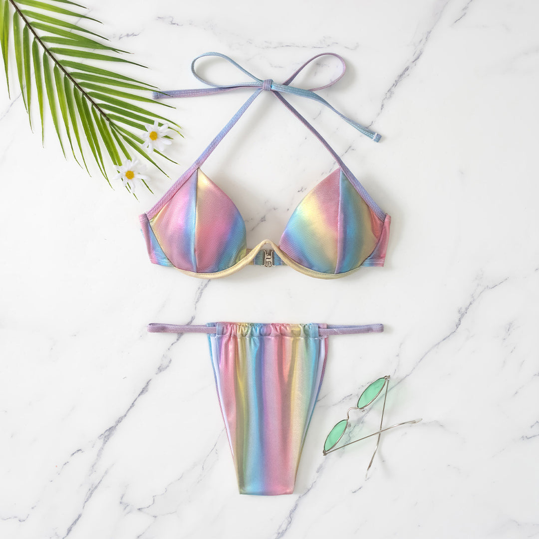 Damen Holographischer Triangel-Bikini EB