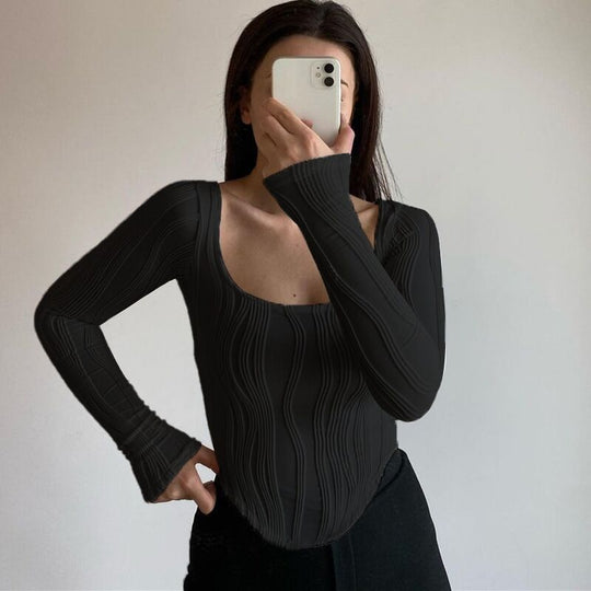 Damen Langarmshirt mit Wellenmuster EB