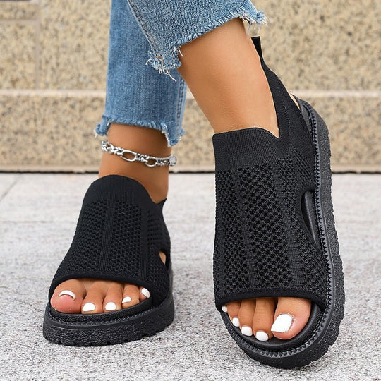Damen modische Sandalen mit atmungsaktivem Netzdesign und griffiger Sohle EB