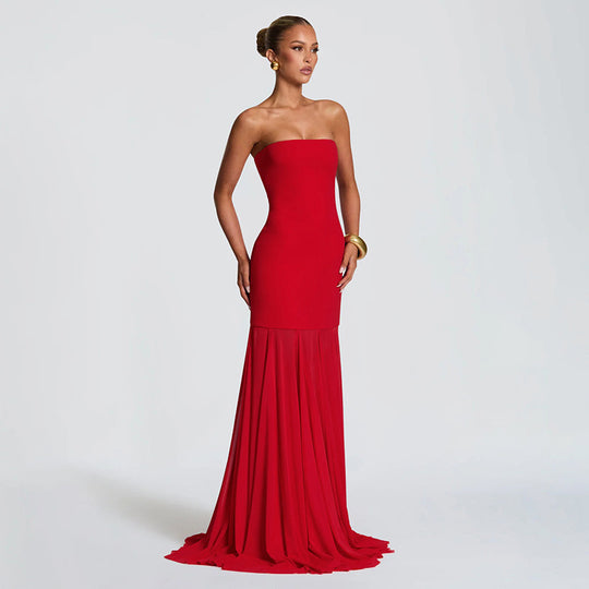 Damen Elegantes Abendkleid mit transparenten Drapierungen EB