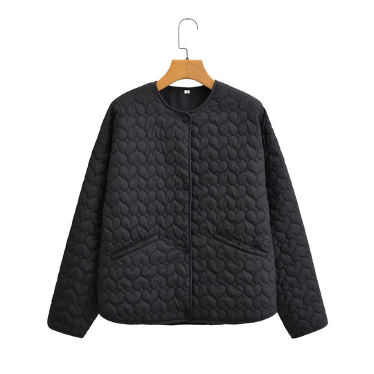 Damen gesteppte Übergangsjacke mit seitlichen Eingrifftaschen und modernem Design EB