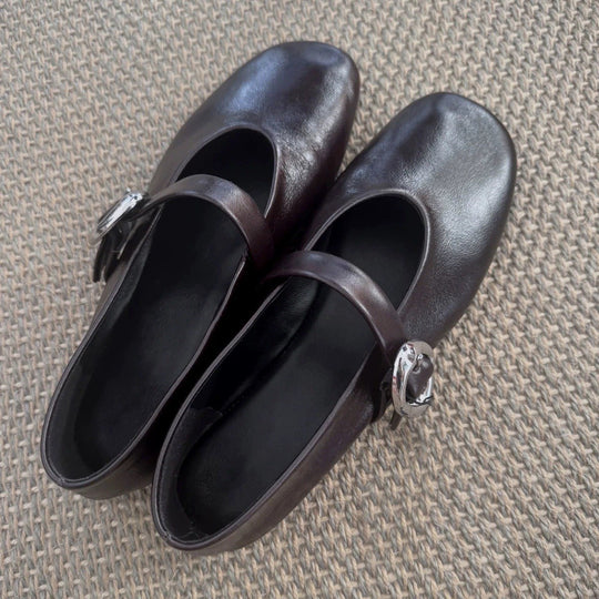 Damen Ballerinas mit verstellbarem Riemen und eleganter Schnalle EB