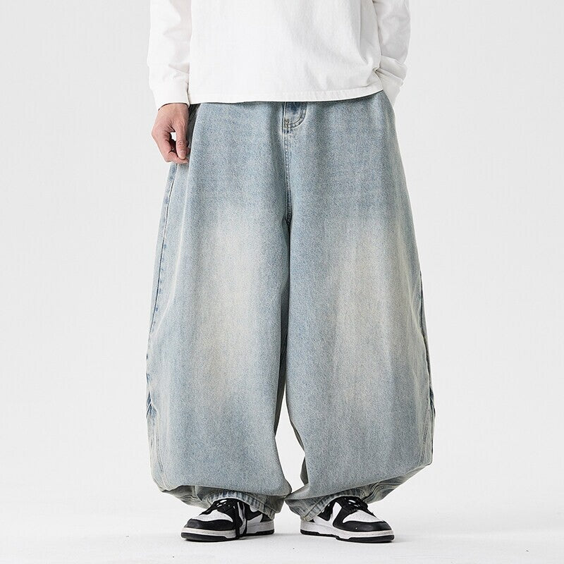 Herren nan extraweite Baggy-Jeans mit tiefem Schritt, relaxed Low-Crotch Schnitt und weitem Saum EB