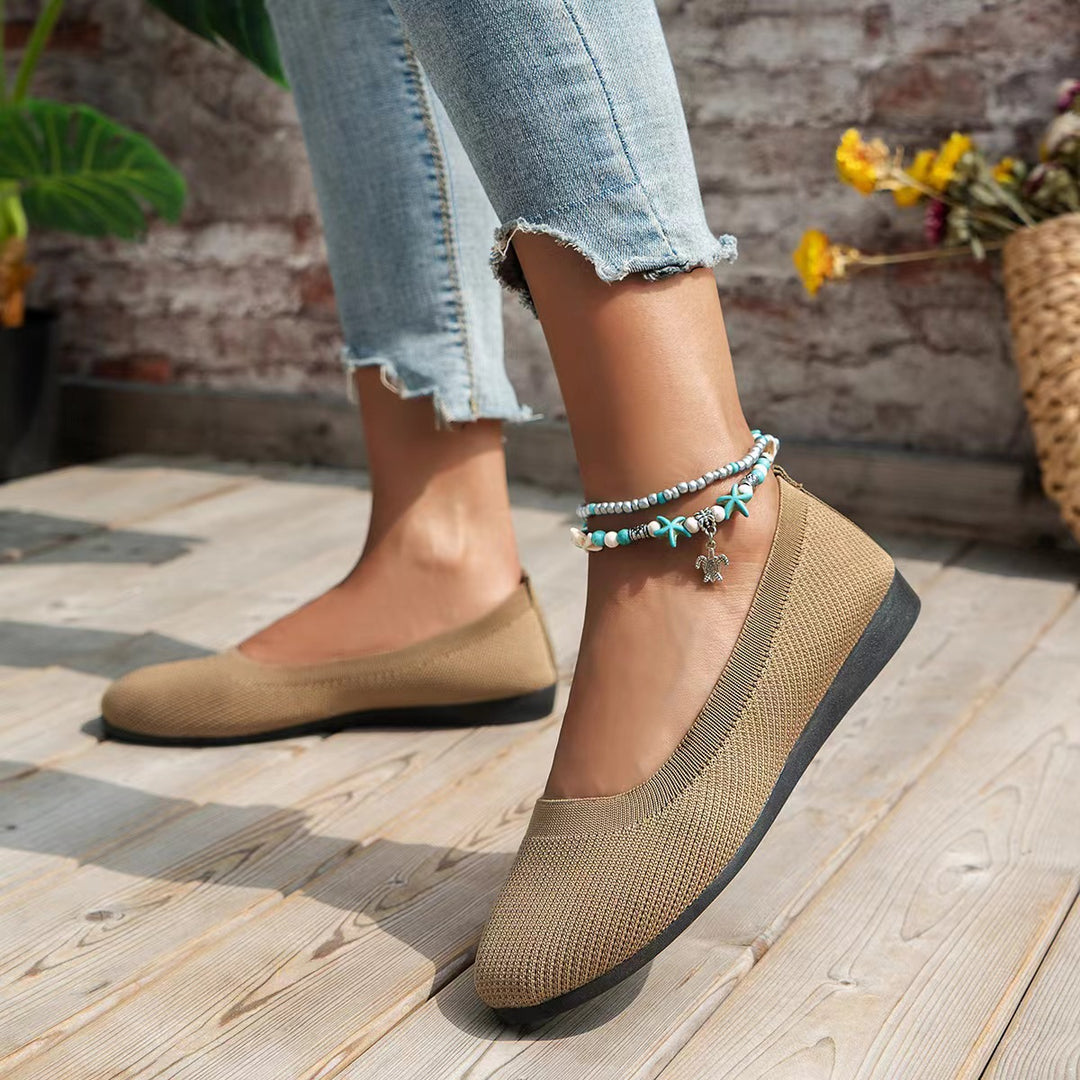Damen bequeme Ballerinas aus elastischem Gewebe mit formschöner Sohle EB
