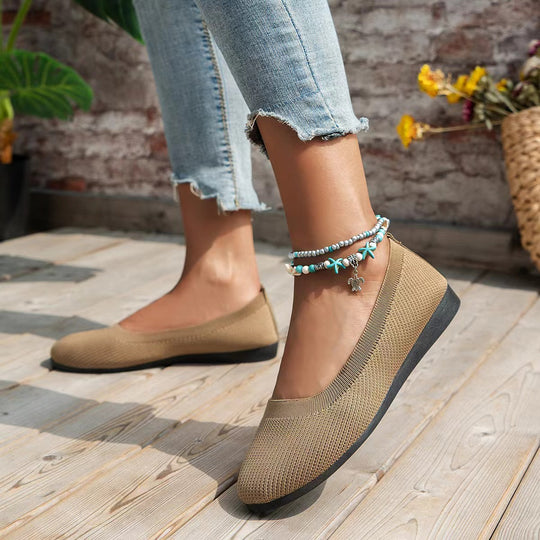 Damen bequeme Ballerinas aus elastischem Gewebe mit formschöner Sohle EB