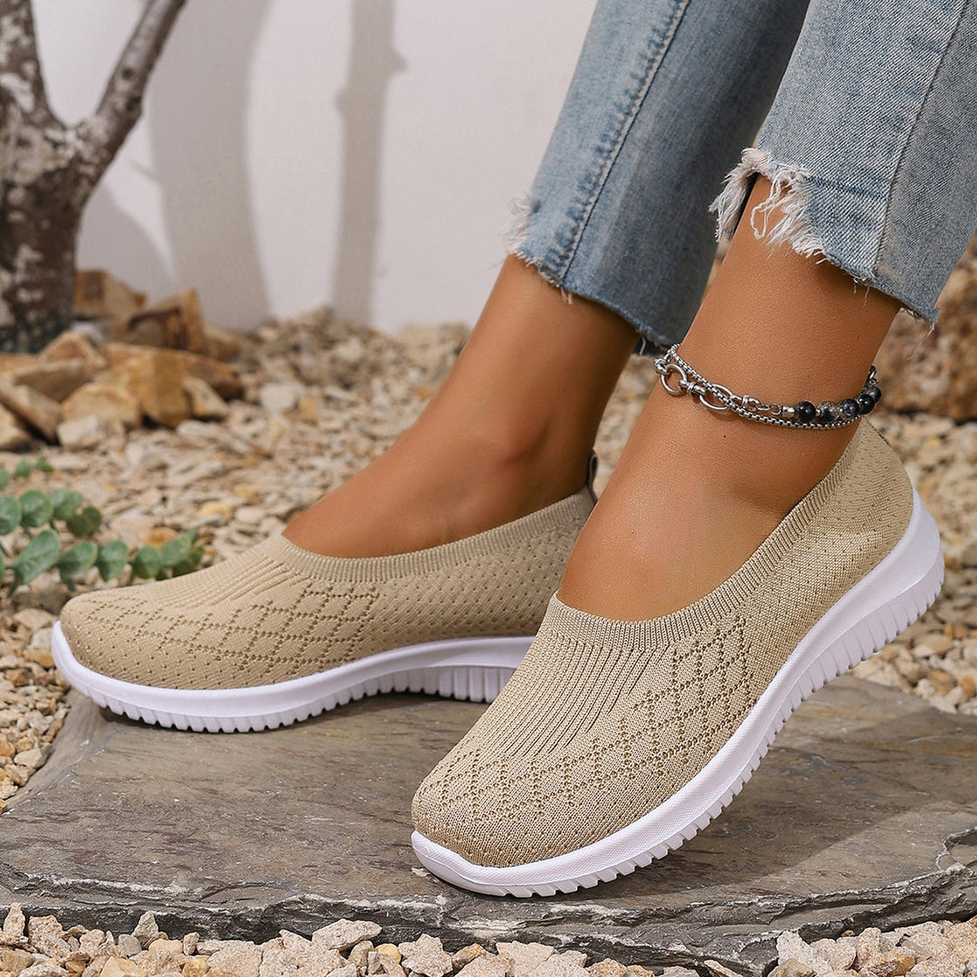 Damen Bequeme Strick-Sneaker mit elastischem Einstieg EB