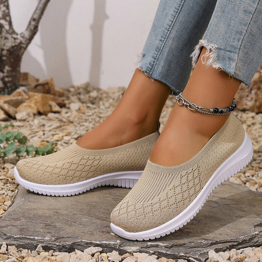 Damen Bequeme Strick-Sneaker mit elastischem Einstieg EB