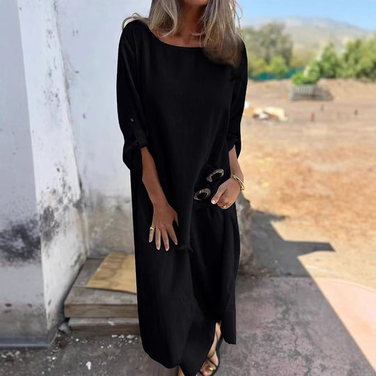Damen Oversize Strandkleid mit Knopfdetails EB