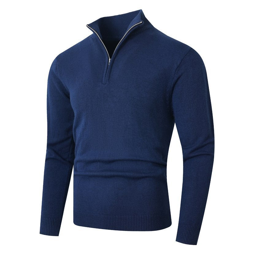 Herren Strickpullover mit modernem Stehkragen und hochwertigem Reißverschluss EB