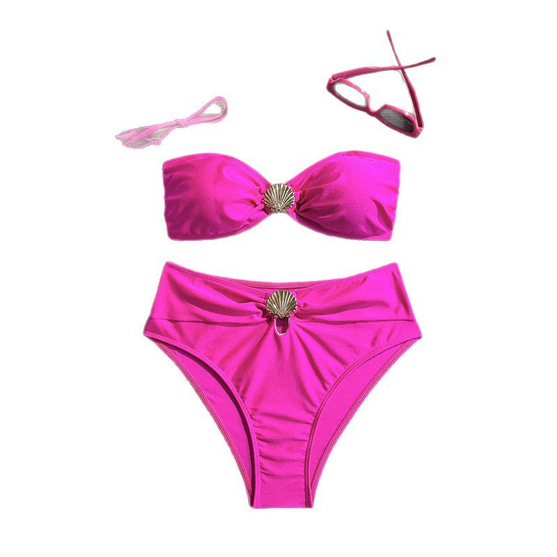 Damen Bandeau-Bikini mit schimmernder Muschel-Applikation EB
