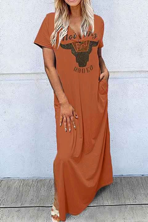 Damen Maxikleid mit grafischem Druck EB