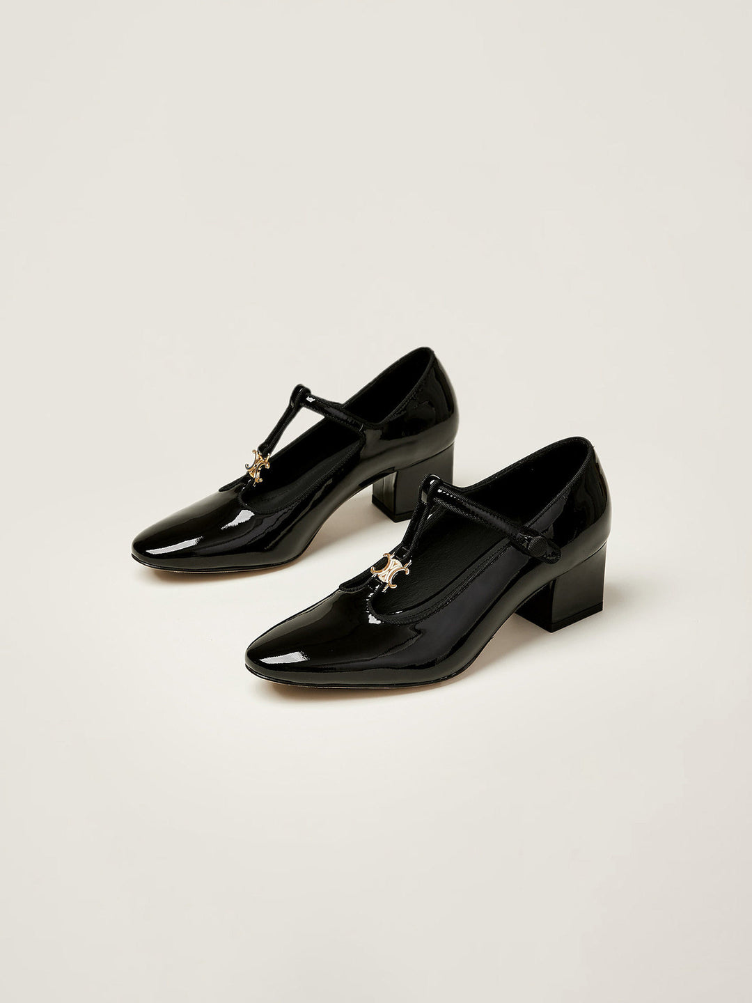 Damen elegante Pumps mit modischem T-Riemen und glänzender Oberfläche EB
