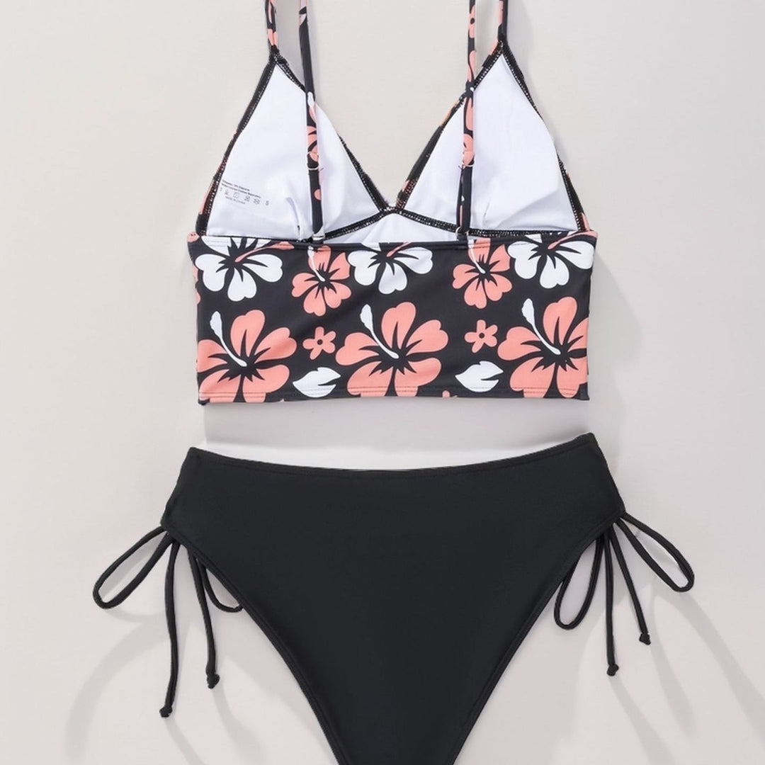 Damen Bikini-Set mit floralem Oberteil und bequemen Bändchen EB