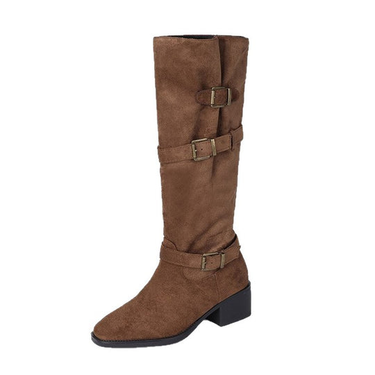 Damen Elegante Stiefel mit modischem Schnallen-Detail EB