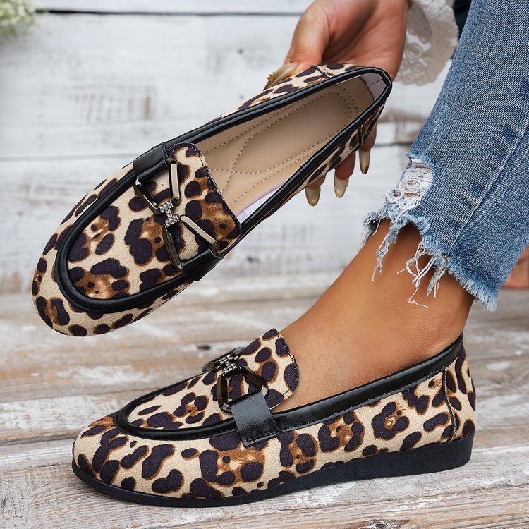 Damen elegante Mokassins mit tierischem Muster EB