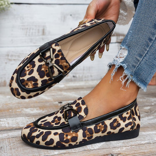 Damen elegante Mokassins mit tierischem Muster EB