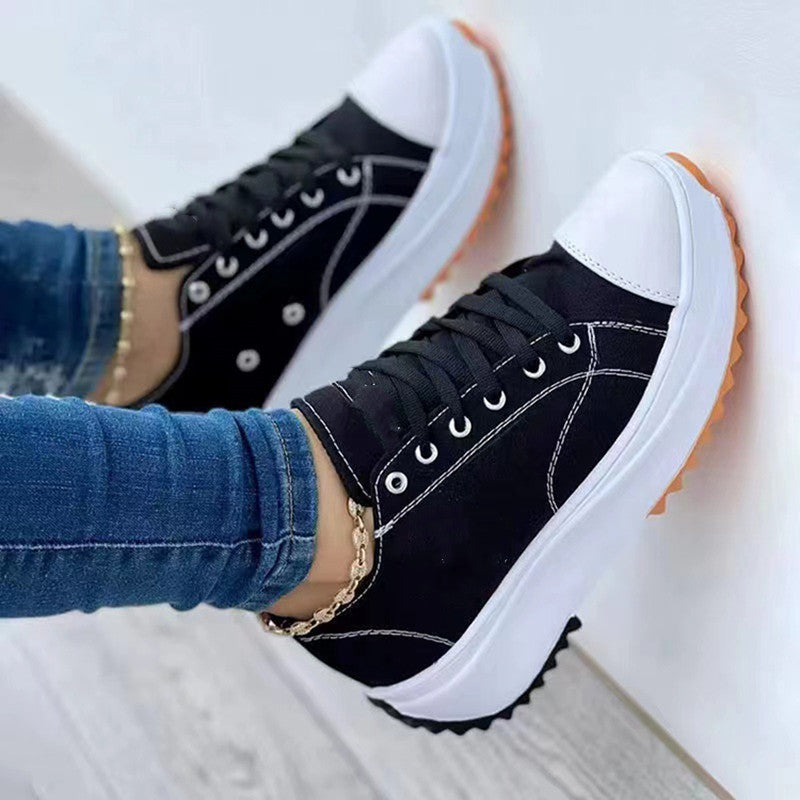 Damen nan Plateau-Canvas-Sneaker mit profilierter Gummilaufsohle und verstärkter Zehenkappe EB