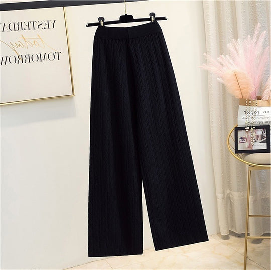 Damen Weite Strickhose mit Zopfmuster EB
