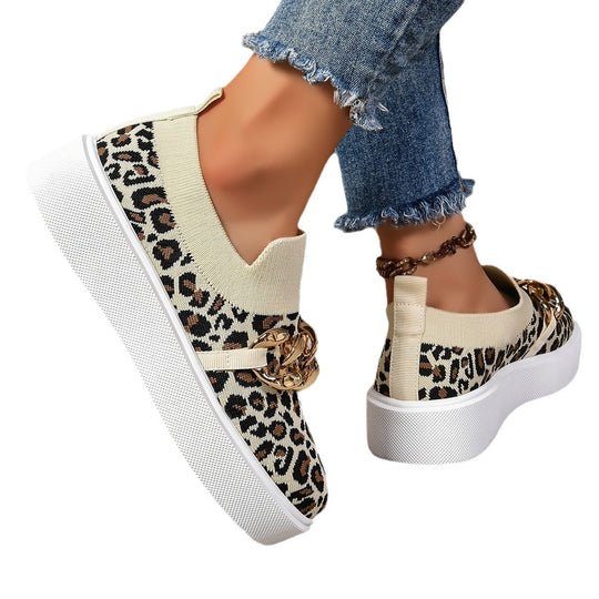 Damen Modische Slip-On Sneakers mit elegantem Ketten-Detail EB