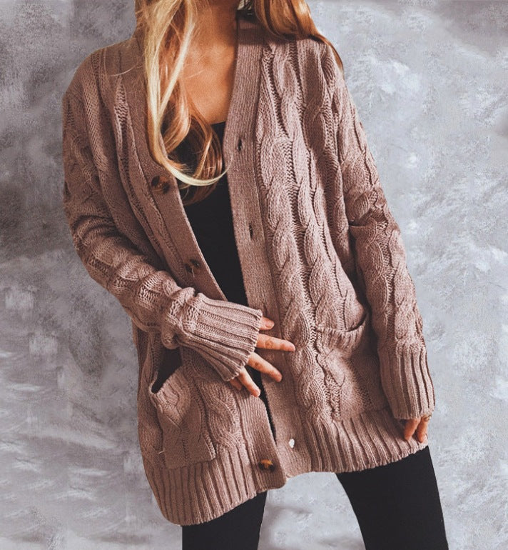 Damen Grobstrickjacke mit eleganten Knopfdetails und lässigem Schnitt EB