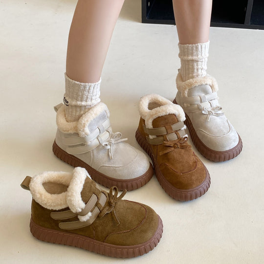 Damen Bequeme Winterboots mit weichem Kunstfellkragen und rutschfester Sohle EB