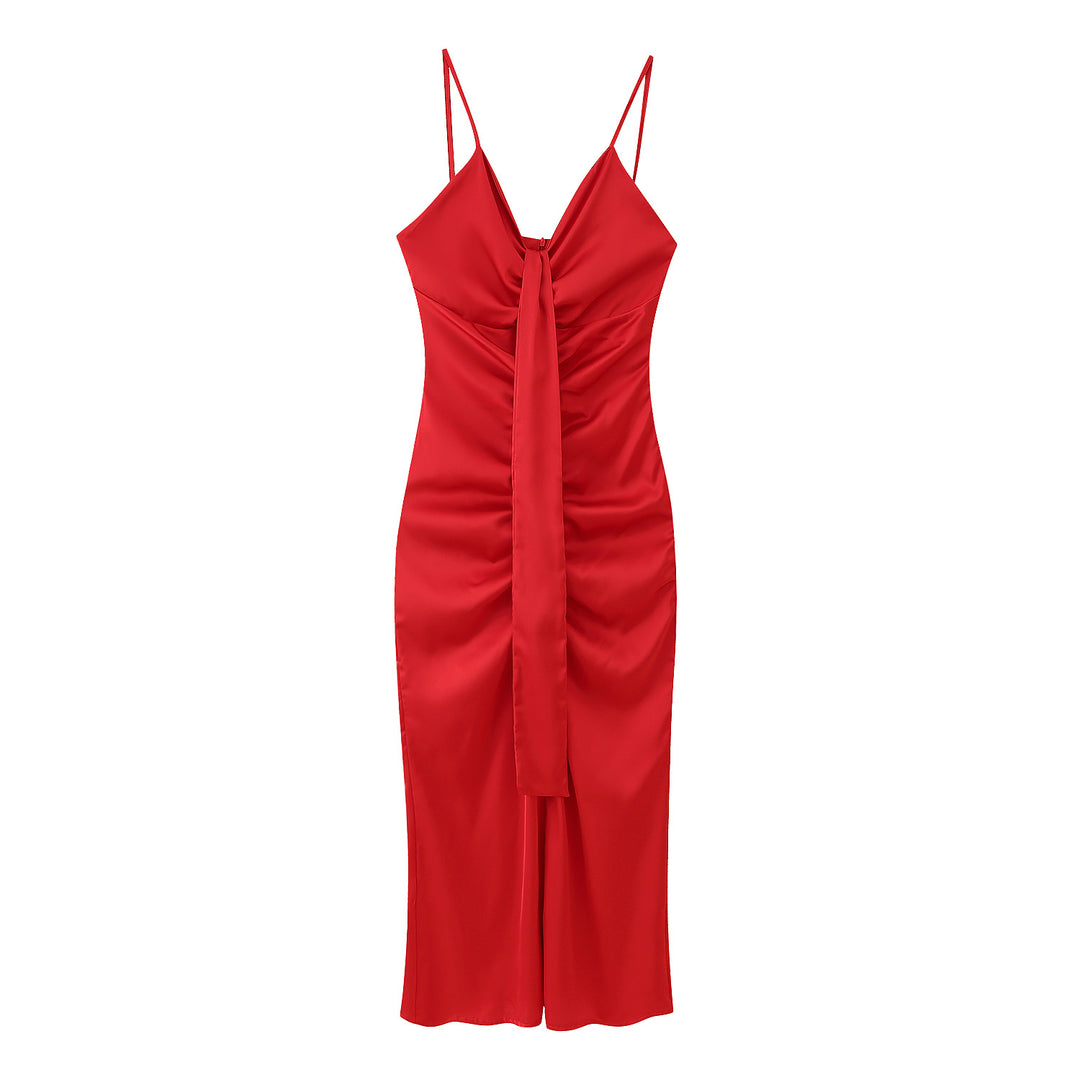 Damen figurbetontes langes Kleid mit elegantem Wickeldesign EB