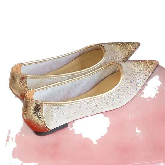 Damen Ballerinas mit funkelnden Strassdetails und spitz zulaufendem Design EB