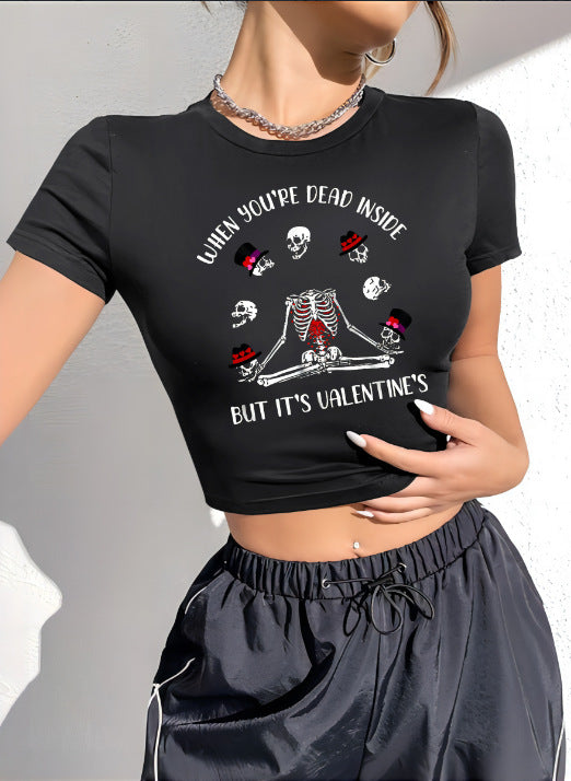 Damen Crop-Top mit innovativem Spinnen-Netz-Design EB