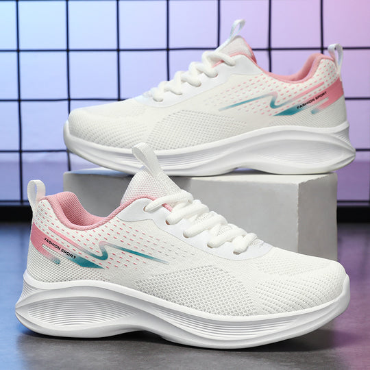 Damen nan leichte atmungsaktive Strick-Laufsneaker mit Memory-Schaum-Fußbett und dämpfender EVA-Plateausohle EB