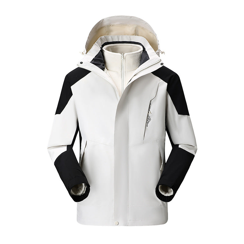 Damen zweilagige Outdoorjacke mit abnehmbarer Fleece-Innenjacke und verstellbarer Kapuze EB