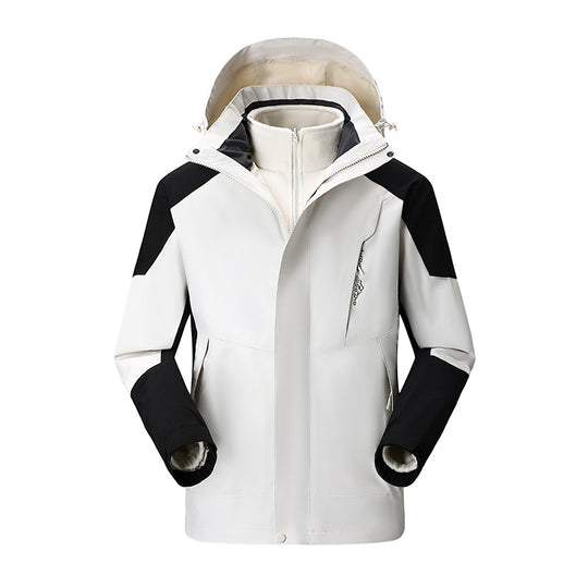 Damen zweilagige Outdoorjacke mit abnehmbarer Fleece-Innenjacke und verstellbarer Kapuze EB