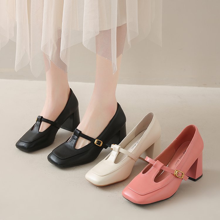 Damen elegante Mary Jane Pumps mit modischem Blockabsatz und verstellbarem Riemchen EB