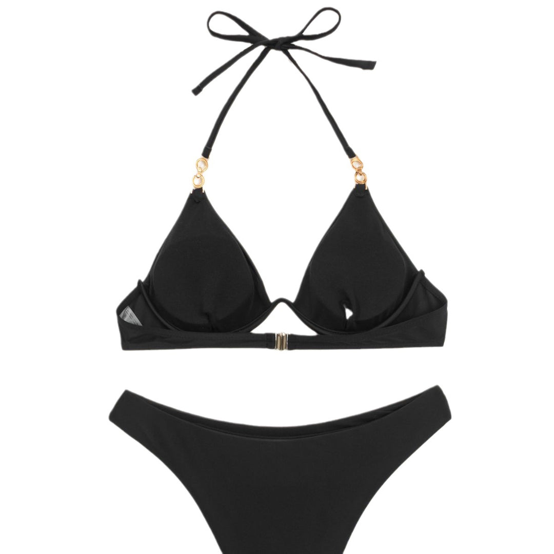 Damen Triangel-Bikini mit verstellbaren Trägern und Push-Up-Cups EB