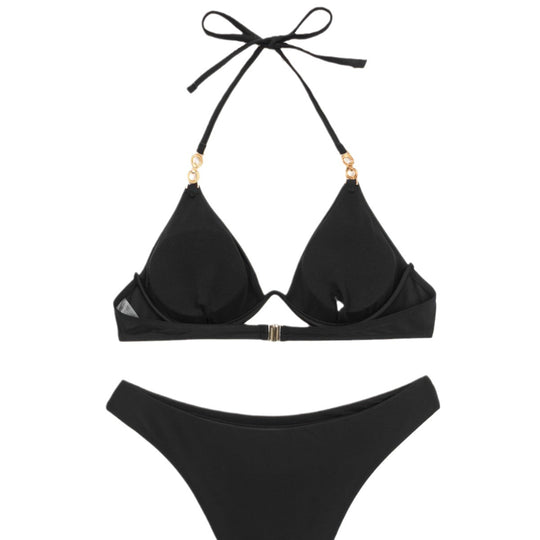 Damen Triangel-Bikini mit verstellbaren Trägern und Push-Up-Cups EB