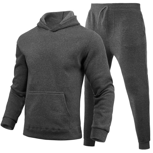 Herren nan sportliches Jogginganzug-Set mit Kapuzenpullover Kängurutasche und schmal zulaufender Jogginghose EB