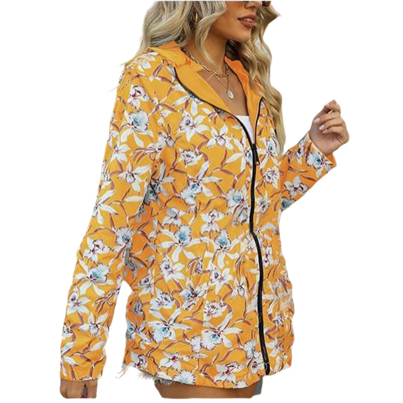 Damen leichte Übergangsjacke mit floralem Innenfutter EB