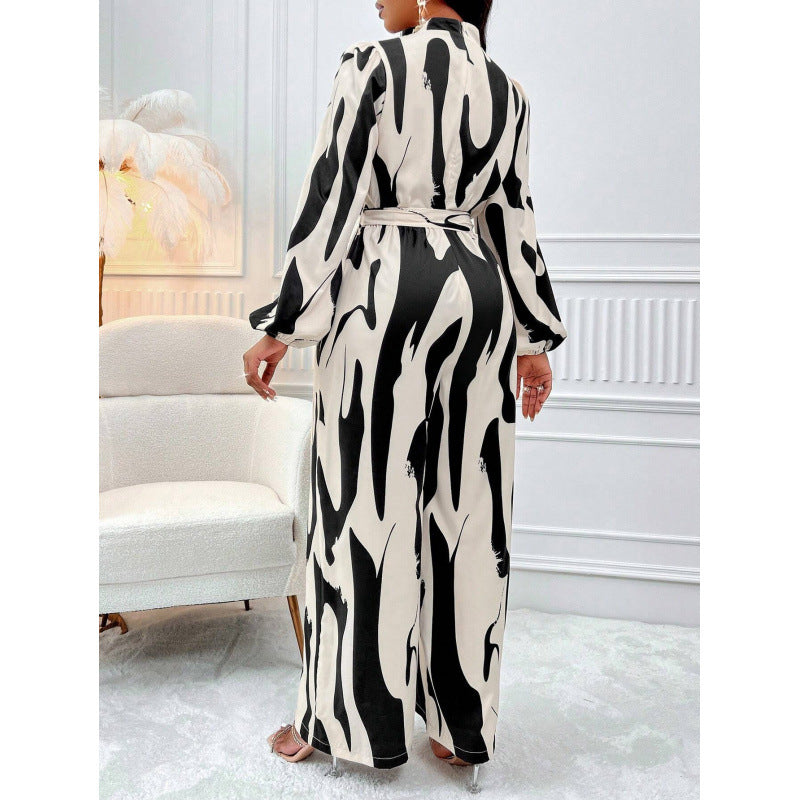 Damen Maxikleid mit stylischem Wickel-Design und eleganten Puffärmeln EB